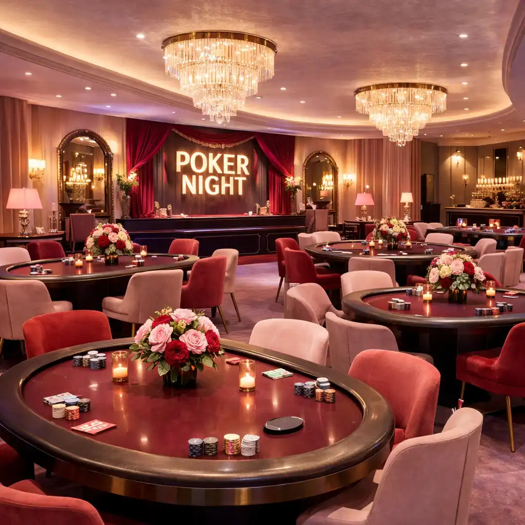 Décoration élégante et lumineuse d'un événement poker Malinovia
