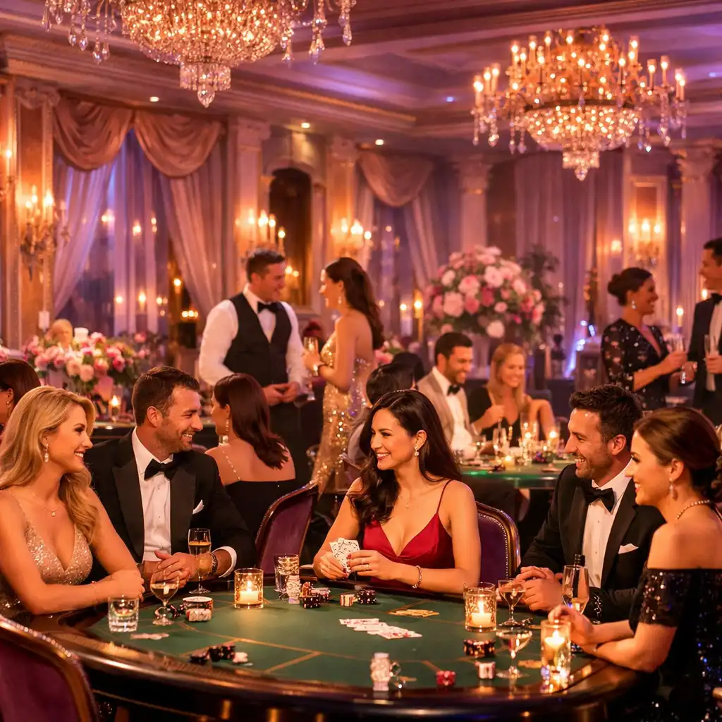 Table de poker glamour lors d'une soirée Malinovia