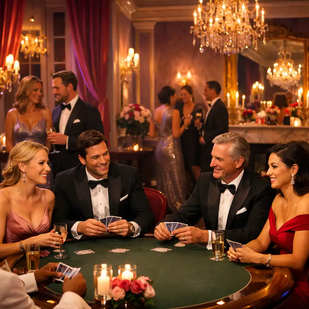 Ambiance glamour de soirée poker festive et élégante